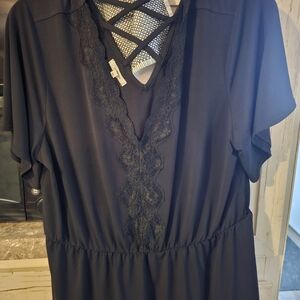 Maurices Navy Lace Accent Blouse